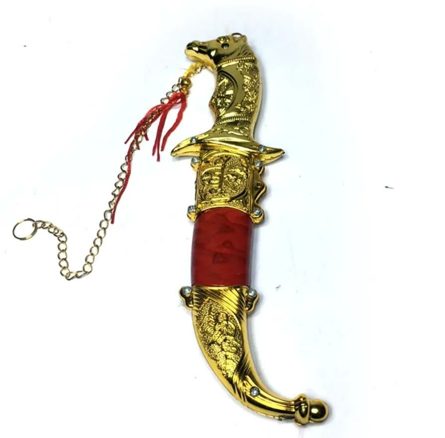 Dekoratif Kurt Başlı Hançer Hediyelik Osmanlı Kaması 21 cm Boy