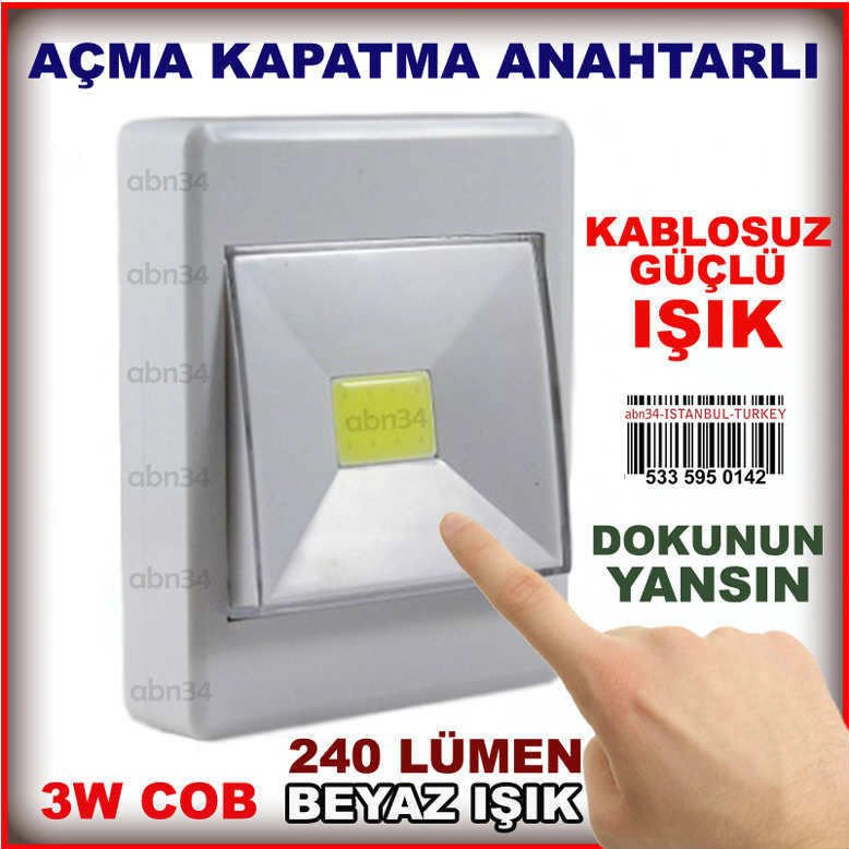 Aç-Kapa Anahtarlı 3W COB Mıknatıslı Yeni Nesil Pilli Işıldak