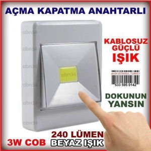 Aç-Kapa Anahtarlı 3W COB Mıknatıslı Yeni Nesil Pilli Işıldak