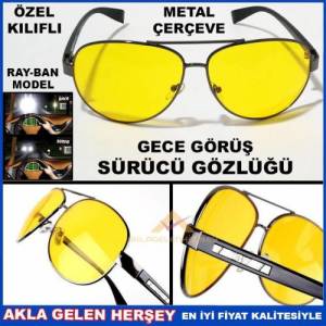 Kılıflı Metal Çerçeve Gece Görüş Sürücü Gözlüğü