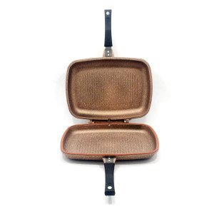 Çift Kapaklı Silikon Contalı Granit Döküm Tava Büyük Boy Mıknatıslı Izgara Tavası