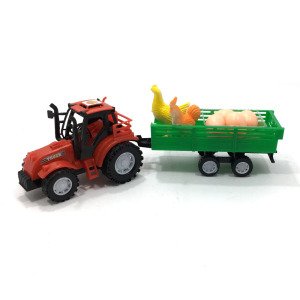 Çiftlik Hayvanları Taşıyan Römorklu Plastik Oyuncak Traktör 33cm