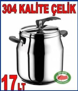 Özel 18-10ni paslanmaz çelik En büyük boy 17 LT Hascevher düdüklü tencere 304 kalite paslanmaz çelik