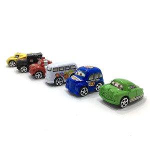 6'lı Çek Bırak Mekanizmalı Çizgi Film Karakterli Mini Oyuncak Araba Seti 1:80 Ölçekli