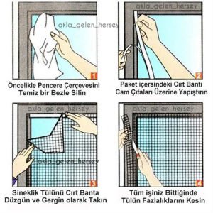 KOLAY MONTAJLI ÇİFT KANAT PENCERELER İÇİN HAZIR PENCERE SİNEKLİĞİ BÖCEK,ARI,SİNEKTEN KORUYUCU TÜLÜ