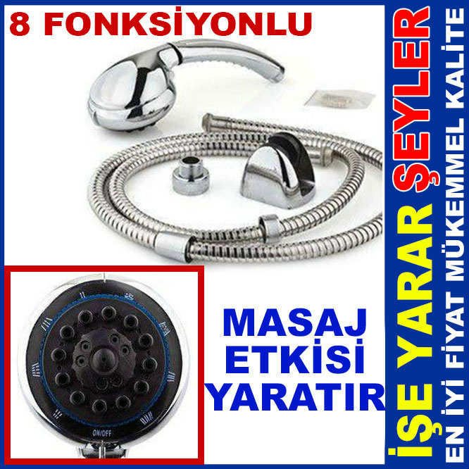8 fonksiyonlu banyo duş seti takımı fonksiyonlu duş başlığı,çelik duş hortumu,duvara montaj aparatı