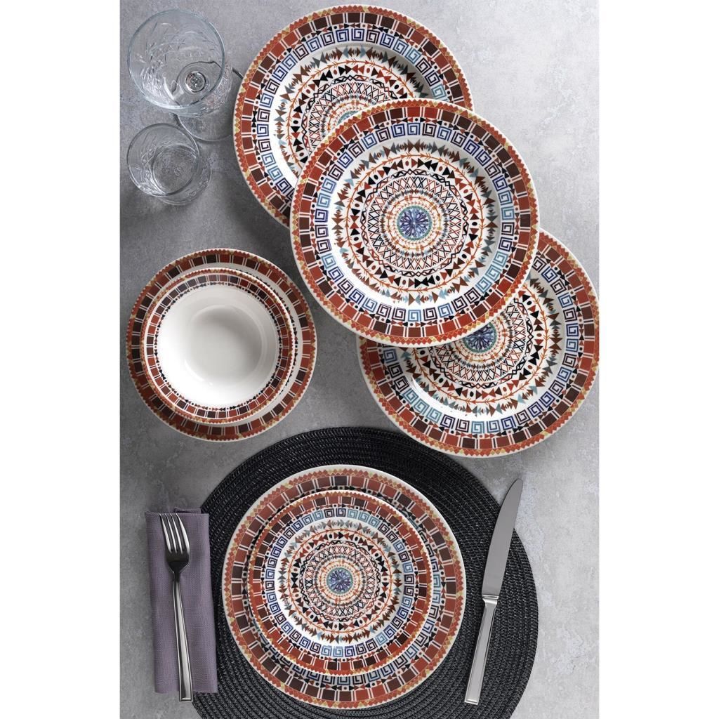 DEKORATİF ŞIK 24 PARÇA PORSELEN YEMEK TAKIMI ( KASE, PASTA TABAĞI, ÇUKUR TABAK,
