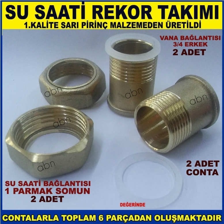 SU SAATİ MONTAJI İÇİN PİRİNÇ REKOR TAKIMI ÖMÜR BOYU GARANTİLİ