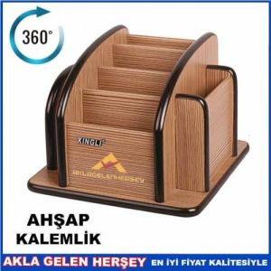 Masa üstü ahşap kalemlik 6 bölmeli 360 DERECE dönebilen AHŞAP KALEMLİK NOTLUK,masaüstü organizer