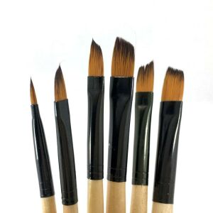 Gerçek Kıldan Üretim 6'lı Profesyonel Ressam Fırça Seti Sanatsal Resim Fırçası