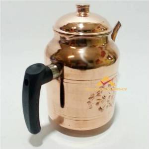 El İşi Çekiç Dövme %100 Bakır Demlik İç Yüzeyi Kalaylı Osmanlı Tipi Kahveci Tipi Çay Demliği 2500ml
