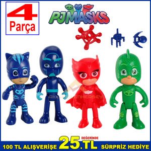 Pj Masks 4 Adet Oyun Karakterleri Action Figure Eğlenceli Sert Plastik PİJAMASKELİLER Oyuncaklar 8cm