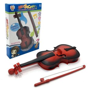 Pille Çalışan Müzikli Melodili 4 Telli Işıklı Oyuncak Çocuk Kemanı