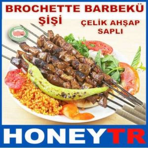 6 adet ısınmaz sap kebap şişi galvaniz kaplama paslanmaz çelik mangal,barbekü özel saplı şiş takımı