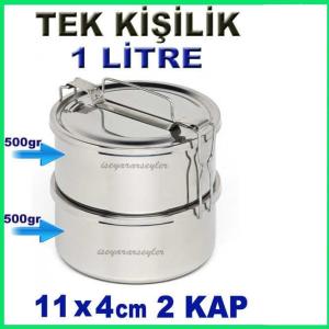 Paslanmaz Çelik Sefer Tası Ø12x4cm 3 kaplı 1 Kişilik 2'li Full Çelik Yemek Taşıma Kabı