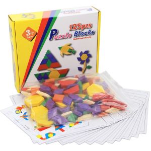 125 Parça Ahşap Puzzle Renkli Tangram Seti Zeka Ve El Becerisi Geliştirme Oyunu