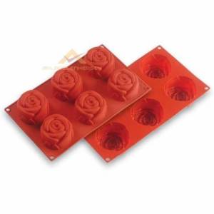 6lı Renkli Desenli Tamamı Silikon Kek Kalıbı yeni