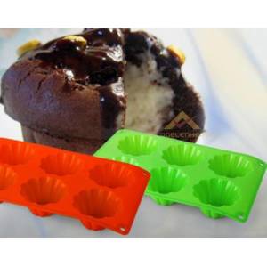 6lı Renkli Desenli Tamamı Silikon Kek Kalıbı yeni