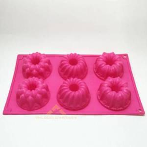 6lı Renkli Desenli Tamamı Silikon Kek Kalıbı yeni