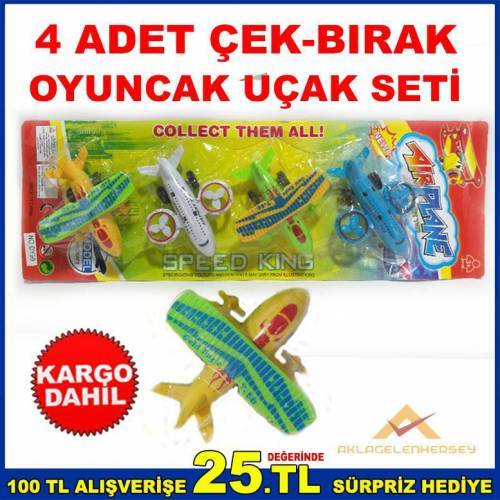 4 Parça Çek Bırak Özellikli Oyuncak Uçak Seti