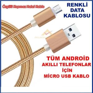 Farklı renklerde İp Örgülü 1.Kalite Micro Usb Cep Telefon Şarj Kablosu Sağlam ve Dayanıklı Samsung Kablosu