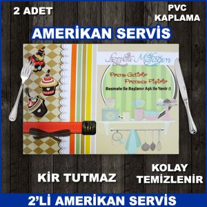 2 Adet PVC Kaplama Kir Tutmaz Kolay Temizlenir Amerikan Servisi - Lezzetli Mutfağım