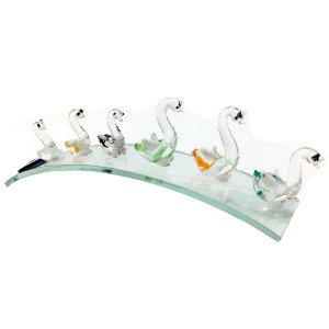 Şeffaf Cam El İşçiliği Küçükten Büyüğe Nazarlıklı 6'lı Ördek Dekoratif Biblo
