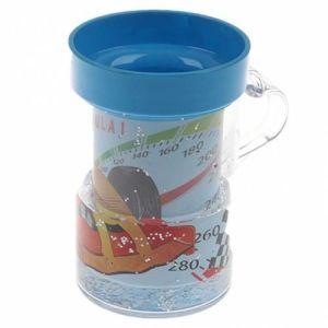 Sihirli Kupa 400cl Erkek Çocuklar İçin Mavi Araba Desenli Sıcağa ve Soğuğa Dayanıklı Simli Kupa