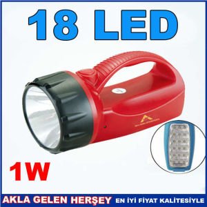 GÜÇLÜ IŞIK 1W ŞARJLI EL FENERI 18 LED IŞILDAK