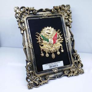 Dekoratif Çerçeveli Osmanlı Tuğrası Eskitme Tuğralı Çerçeve 19x12