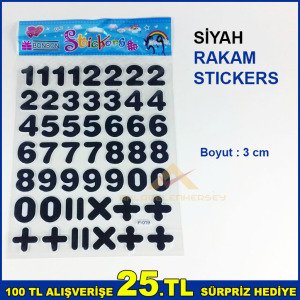 Siyah Rakam Stickers (telefon-tablet-laptop-defter-kitap-stickers)