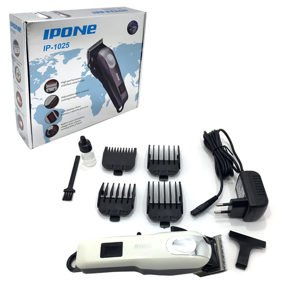 Kablolu ve Kablosuz Kullanımlı Şarjlı Tıraş Makinesi Ipone IP-1025 LCD Ekranlı Profesyonel