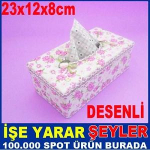 SATEN KUMAŞ ÇİÇEK DESEN KAĞIT KUTU PEÇETELİK