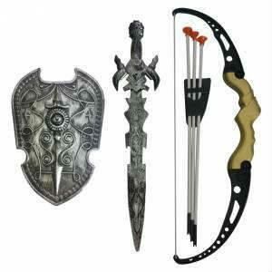 Süper Savaşcı Kılıç Kalkan Ok Yay Takımı Büyük Boy 7 Parça Ful Set 60cm