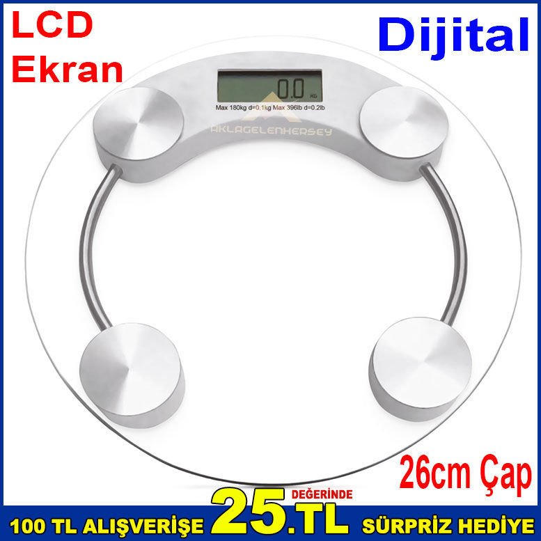 26cm Çapında Kişisel Dijital Baskül Lcd Ekran Otomatik Açıp Kapanan Cam Platform Tartı Max 150kg -2