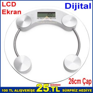 26cm Çapında Kişisel Dijital Baskül Lcd Ekran Otomatik Açıp Kapanan Cam Platform Tartı Max 150kg -2