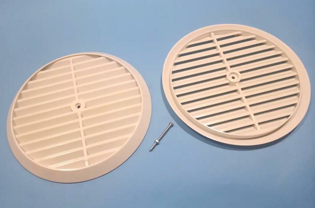 Beyaz Panjur Doğalgaz Havalandırma Cam Menfezi Kapağı Ultrasonik Özel Plastik DışØ18-Cam Delik Ø16cm