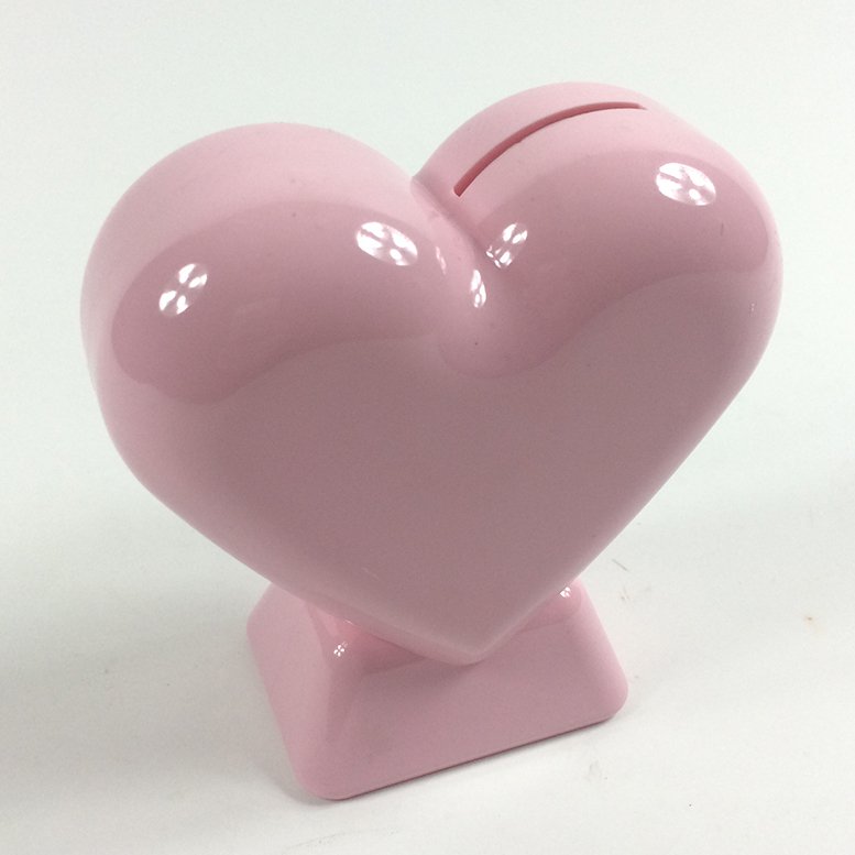 Pembe Kalp Figürlü 11x11x5 Cm Boyutlarında Plastik Dekoratif Kumbara