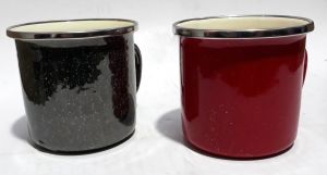 Emaye Kaplı 2 Adet Siyah ve Kırmızı Renkte