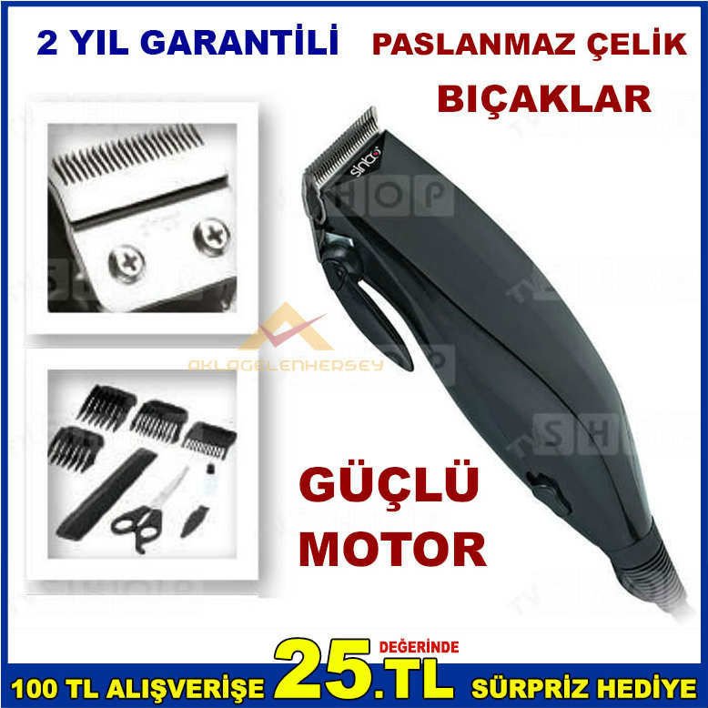 SİNBO ÇELİK BIÇAKLI KABLOLU SAÇ KESME MAKİNESİ