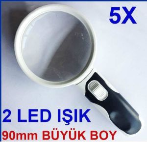 2 Lens Çift Mercekli 5x Profesyonel Işikli Büyüteç
