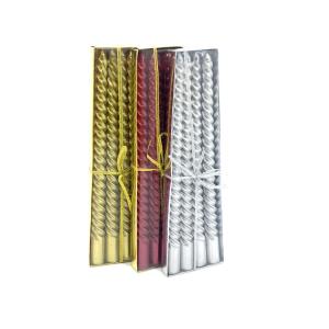 4lü Burgulu Dekoratif Yaldız Simli Mum Şamdan Mumu Büyük Boy 25cm (lütfen mesajla renk iletiniz)