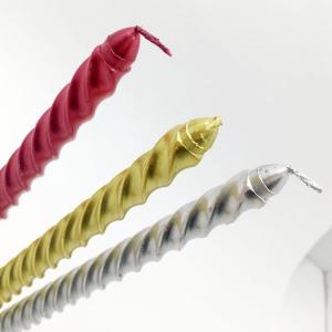 4lü Burgulu Dekoratif Yaldız Simli Mum Şamdan Mumu Büyük Boy 25cm (lütfen mesajla renk iletiniz)