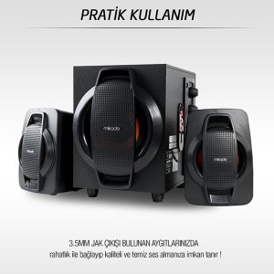 Multimedia Speaker Hoparlör 2+1 Usb+Fm Destekli Mikado MD-107U