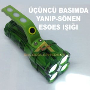 İSTEĞE BAĞLI ÜÇ ÇEŞİT IŞIK KAYNAKLI ŞARJ EDİLEBİLİR 16x9 CM BOYUTUNDA ŞARJLI EL FENERİ