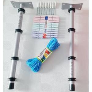 Duvara Monte Balkon ve Pencere tipi Gezer Makaralı Kurutma Askısı,24 Mandal+20 Metre İp+Vida Dahil