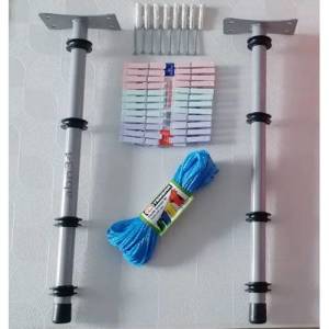 Duvara Monte Balkon ve Pencere tipi Gezer Makaralı Kurutma Askısı,24 Mandal+20 Metre İp+Vida Dahil