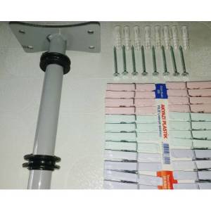 Duvara Monte Balkon ve Pencere tipi Gezer Makaralı Kurutma Askısı,24 Mandal+20 Metre İp+Vida Dahil