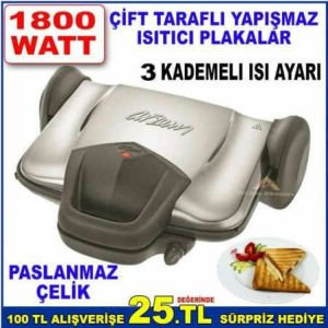 Arzum Ar 274 1800W 3 Kademe Isı Ayarlı Yapışmaz Döküm Isıtıcı Plakalar Izgara Ve Tost Makinesi yenilenen