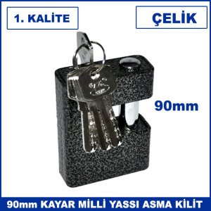 90mm Kayar Milli Yassı Paslanmaz Çelik  Asma Kilit - 1. Kalite Küpe Asma Kilit